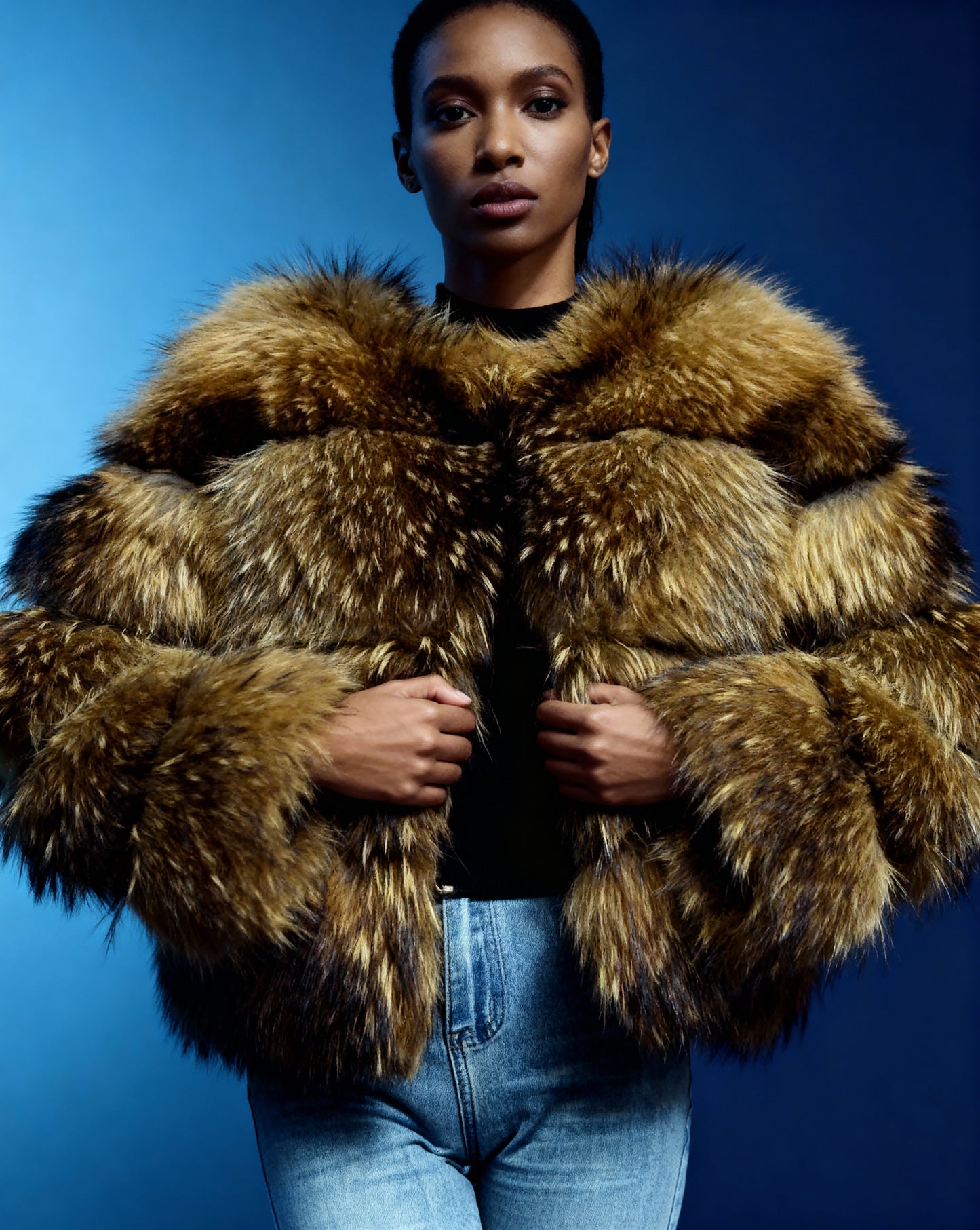 Sola Cropped Faux-Fur Jacket