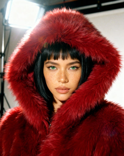 Ravena Hooded Faux-Fur Jacket