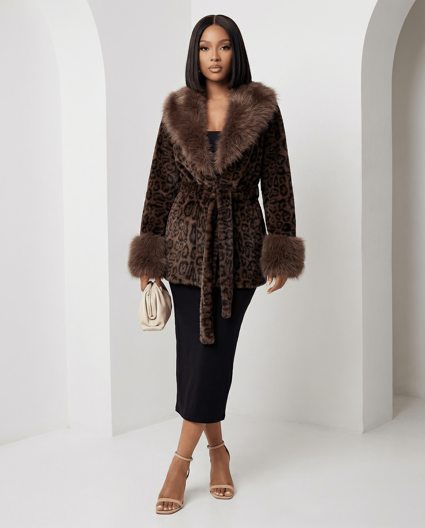 Marbella Belted Faux-Fur Coat