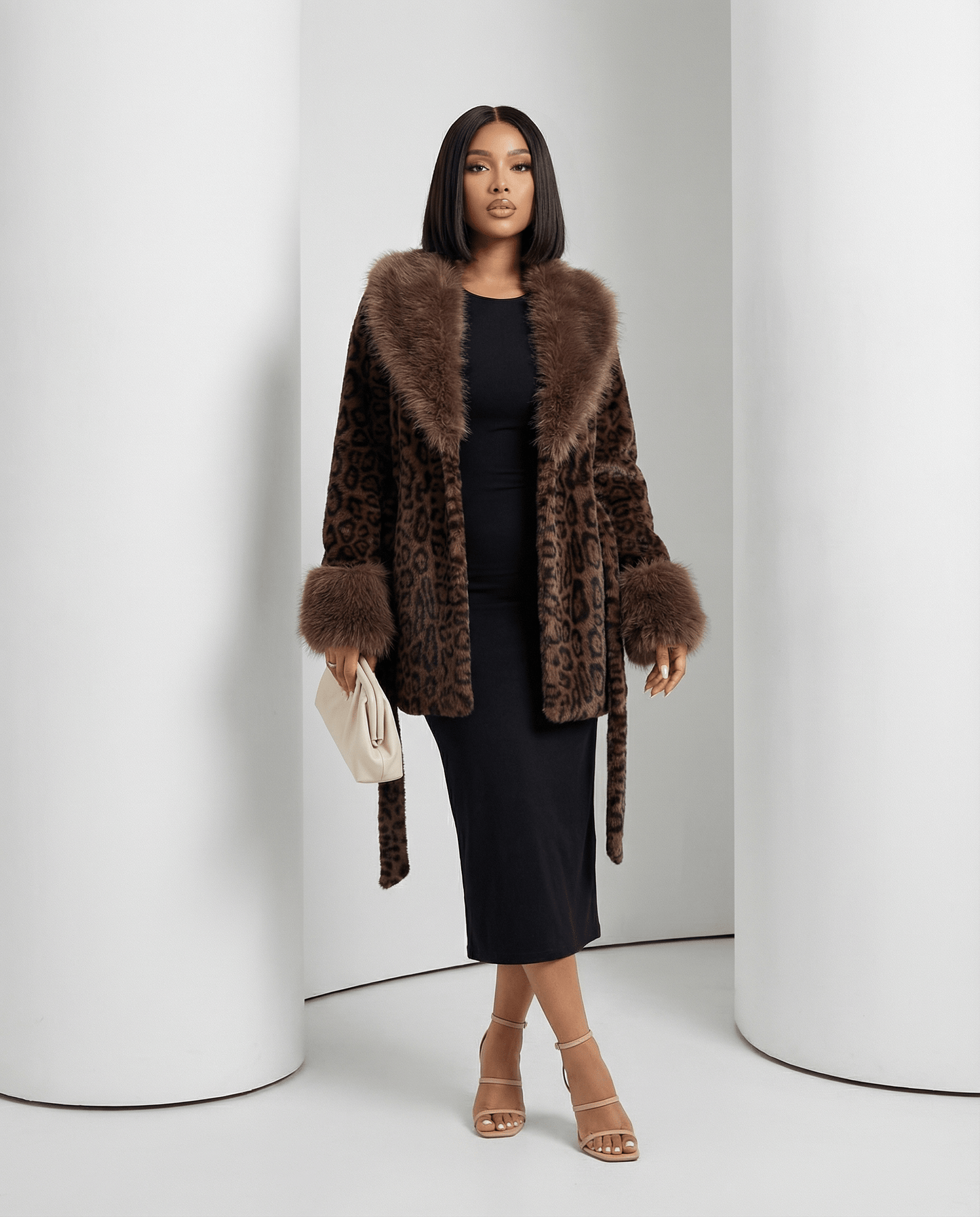 Marbella Belted Faux-Fur Coat