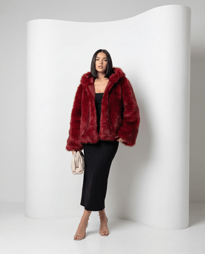 Ravena Hooded Faux-Fur Jacket