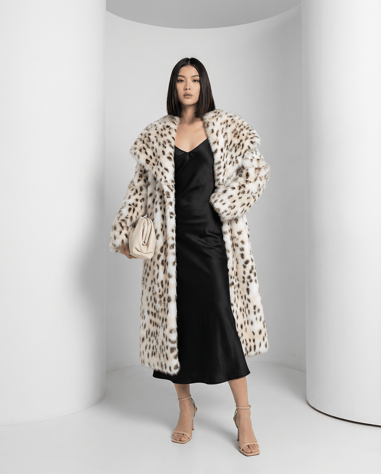 Asteria Snow-Leopard Faux-Fur Coat